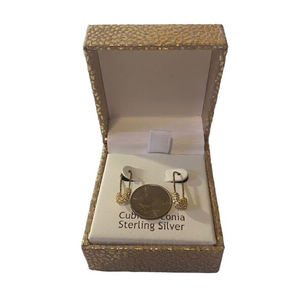 Nanette Lepore Sterling Silver Cubic Zirconia Gold Toned w/ Pave Crystals. - Picture 6 of 6